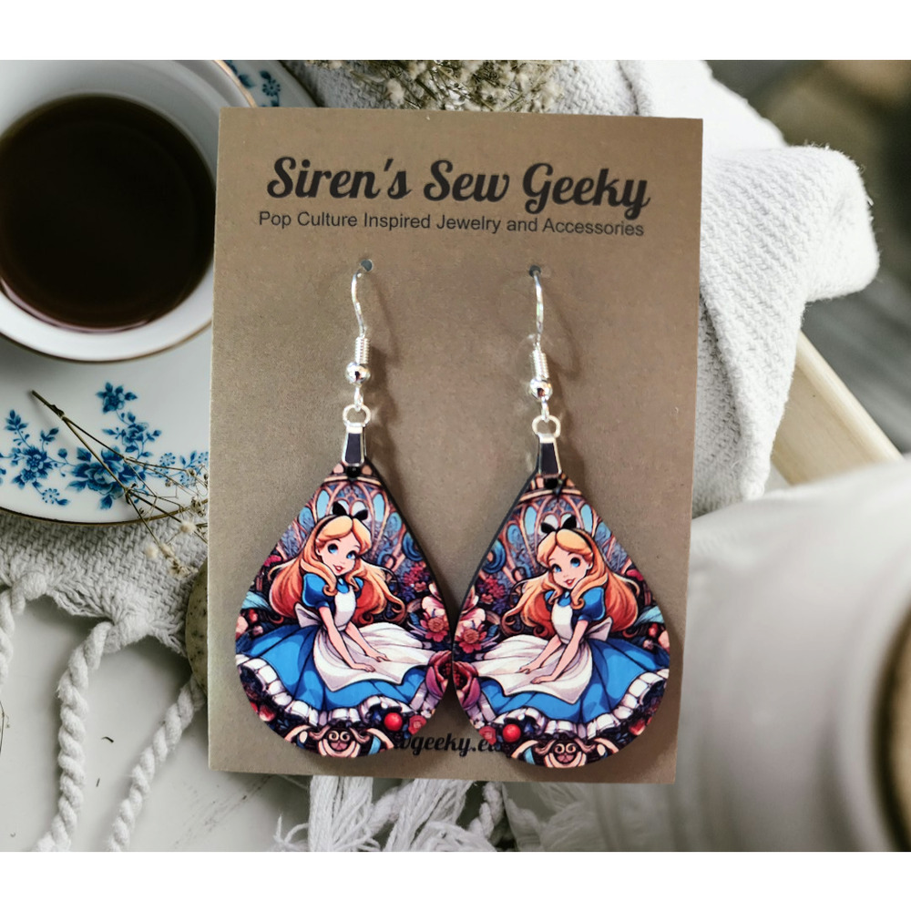 Alice In Wonderland Art Nouveau Floral Earrings Disney